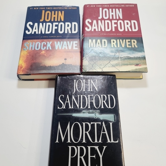 John Sandford Book Lot of 3 Shock Wave Mortal Prey Mad River - Picture 1 of 6
